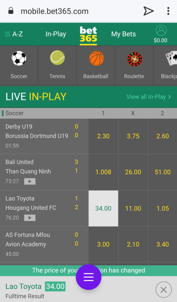 Mobile Applications Bet365 For Android, Apple