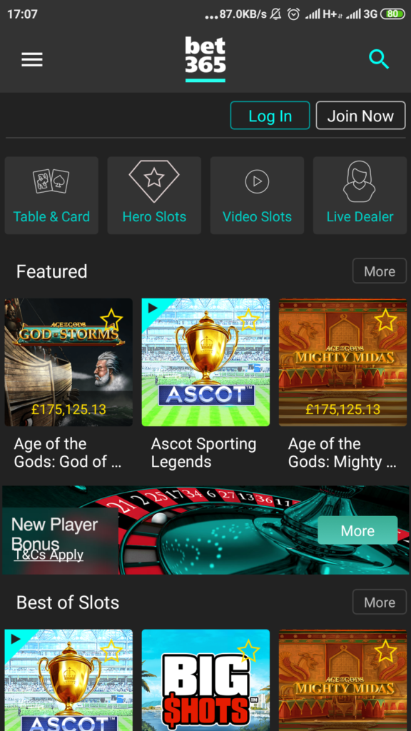 Mobile Applications Bet365 for Android, Apple